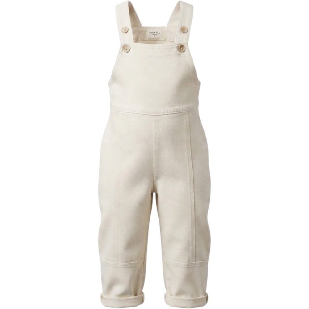 Fostered Collection Kids Cream Cotton Canvas Bib Overalls Size 5 Neutral